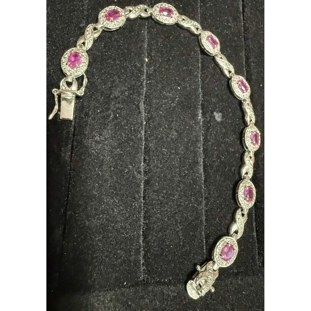 Ross Simon's Sterling Silver Pink Topaz Infinity Link Tennis Bracelet 7.5